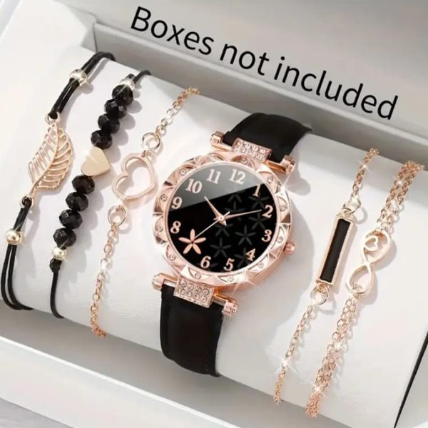 New Style Black Lovers Watch+ Bracelets For Girls Combo Deals